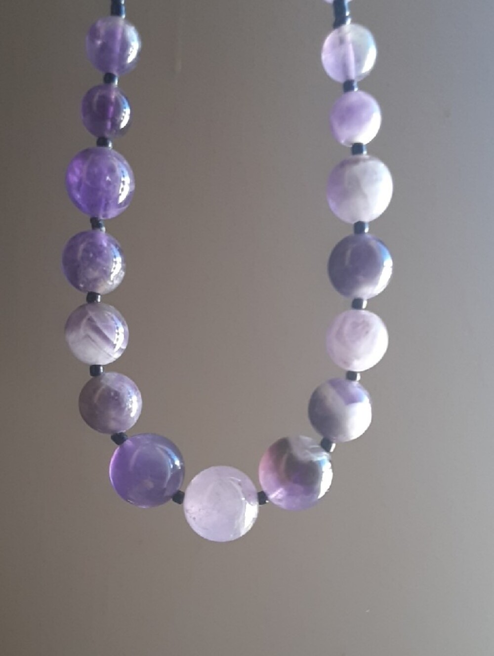Amethyst Beaded Necklace with magnetic clasp - Purple Gemstone Strand